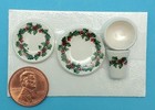 Miniature Dollhouse 1 12 Scale Christmas Holly Place Setting - 91a