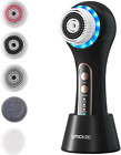 3 In 1 Electric Facial Cleansing Brush Waterproof With 5 Brush Heads  Face Scrub