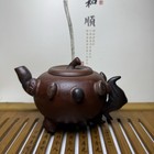 Chinese Purple Clay Pot Exquisite Ornament Yixing Teapot Carved Bionic Nature