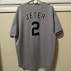 Vintage Majestic Mlb Derek Jeter  2 New York Yankees Jersey Y2k Gray Road Xl