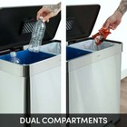 16 Gallon Stainless Steel Trash Can Dual Compartment Step On Garbage Bin