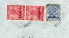 Bahrain Sg 18 pair  8-faint Cancels-air Mail-viia Paris17 ii 1936-backstamped-to