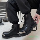 Men s Women s Platform Metal Ankle Boots Military Combat Round Toe Shoes Evening