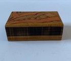 Vintage Wooden Box Antique Carved Top Jewellery Trinket Wood Chest