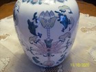 Qianlong Vtg Porcelain Oriental Covered Ginger Jar Pink   Green Oriental Floral