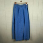 Nos Vintage Denim Chambray Midi Full Skirt Button Front Check Pattern 14 Large