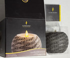 Luminara Flameless Candle Basket Weave Globe Round 4 25x4 25  Real Flame Effect