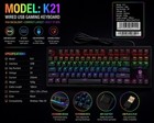  black  K21 Gaming Mechanical Keyboard 87-key   Blue Switch  Wired  Aluminum