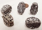12 Vintage Victorian Filigree Silver Steel Pinched 21x12mm  Oval Beads N400