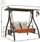 Patio Porch Swing 2 Person Adjustable Canopy W solar Led Light sunbrella Cushion