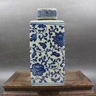 Chinese Qing Kangxi Blue And White Porcelain Lotus Pattern Tea Caddy Pot 7 87 