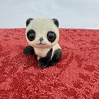 Vintage Josef Original Mini Flocked Panda Figurine Fuzzy Statue Wild Animal