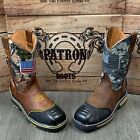 Men s Steel Toe Work Boots American Flag Style Soft Leather Inside Shaft Safety 