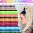 6000 Strands Hair Tinsel Kit In 20 Colors  Glitter Tinsel Hair Extensions Kit He