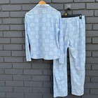 Nautica Wms Pajama Set Snowflake Flannel Long Sleeve Button Up Shirt Pant M Blue