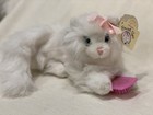 Nwt Vintage 1980s Applause Brush Ups White Kitty Cat Plush Pink Bow With Brush