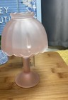 Vintage Frosted Pink Glass Fairy Lamp Tea Candle Holder Made In Taiwan 