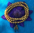 108 Bead 8mm Yellow Sandalwood Buddhist Prayer Beads  mala  - Flower Bag Include