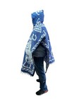 Mexican Poncho With Hood   Horse Poncho    Blanket   One Size   Royal Blue