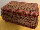 Vintage Woven Sewing Box Retro 1970 s Wicker Basket 10  X 7  X 5 5  Antique