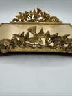 Vintage Matson Vanity Perfume Tray Ormolu Gold Bird Flower Signed K754 50s