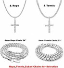 Unisex Cross Pendant Necklace Iced Out 24 Inch Silver gold New
