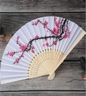 Delicate Cherry Blossom Design Folding Fan Favors Silk Folding Hand Fan Weddi   