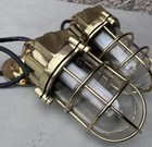 2 Antique Brass Caged Light Lamp Sconce Set Nautical Ship Maritime Electric