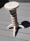 Antique Late 19th Century Pegged Top Wood Stand W  Joined Legs   Unique Look     