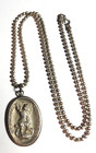 Vtg Guardian Angel   St Michael Sterling Silver Medal Pendant Necklace Chain 18   