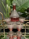 Vintage Hazel Atlas Liquor Set Decanter 4 Wine Shot Glasses No Stopper Mcm Bar