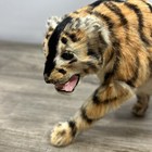 Vintage Mini Taxidermy Tiger Figurine With Faux Fur Circus Collectible Toy