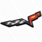2x For 05-13 C6 Corvette Front Hood Rear Crossed Flags Badge Emblem Black Sport