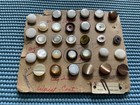 Antique Collectors Card Mop   Glass Buttons - Metal Shank - 31 Buttons - Old Lot