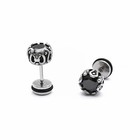 Men Black Cz Stud Earrings Stainless Steel Screw Back Earrings Gift For Him