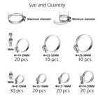 130pcs Adjustable Hose Clamps Worm Gear Stainless Steel Clamp Assortment 7 Sizes