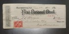 1900 Us Old First National Bank Bainbridge Check New York Ny Revenue Stamp