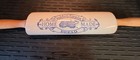Golden Grain Bread Rolling Pin White Ceramic Blue Text With Wood Handles