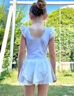 Arshiner Girls Ruffle Sleeve Ballet Dance Dress Tutu Skirted Leotard White