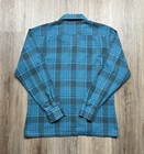 National Shirt Shops 1950   s Men   s Vintage Blue Plaid Loop Collar Pocket Shirt