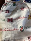 Vtg 1950s Merry Christmas Half Apron Multi Languages Candles Ornaments