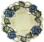 Doily Boutique Table Runner  Doily  Mantel Scarf With Victorian Blue Roses
