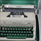 Royal Quiet De Luxe Suit Case Typewriter Floating Green Keys original Case  1955