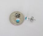 Sterling Silver 4mm Western Genuineturquoise With Hypoalerg  Post Stud Earrings 