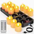 Yme Rechargeable Tea Lights Candles With Remote   Usb-c Charging Base  