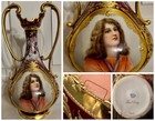 Rare 19th C  Antique  wagner  Royal Vienna Porcelain Portrait Vase  fr  hling 
