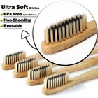 Bamboo Toothbrushes 10 Pack Biodegradable Soft Medium Charcoal Bristles
