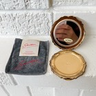 Vtg Stratton England Makeup Compact Mirror W   Pouch Red Enamel Floral Design