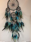 Handmade Blue Black Feather Dream Catcher Faux Turquoise Wall Hanging Decor