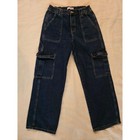 Wax Jean Wide Leg Cargo Denim Pants Womens Large High Rise Y2k Gorpcore Skater